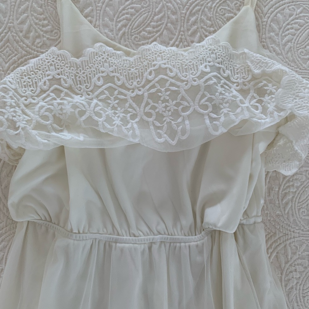 Trixxi Dress Juniors M White Cream Cut Out Back Lined Lace Adjustable Straps - Picture 5 of 16